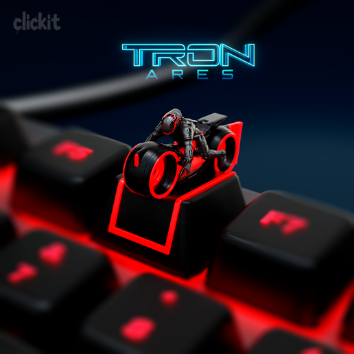 TRON: Ares Lightcycle Rider Keycap – Cyber Neon Sci-Fi Custom