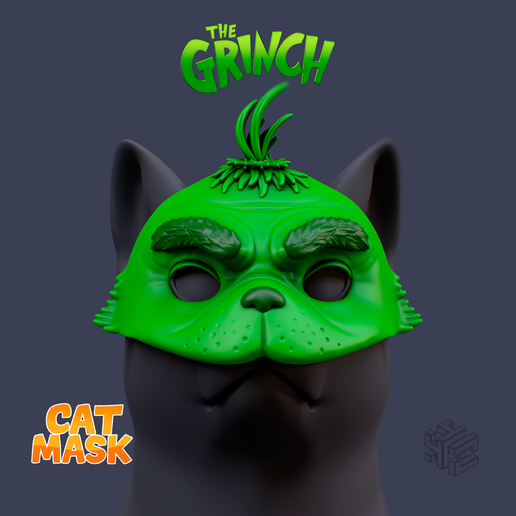 Grinch Cat Mask – Christmas Pet Costume