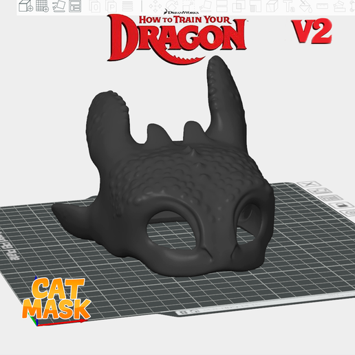 Night Fury Cat Mask V2 – Toothless Raised Ear Edition